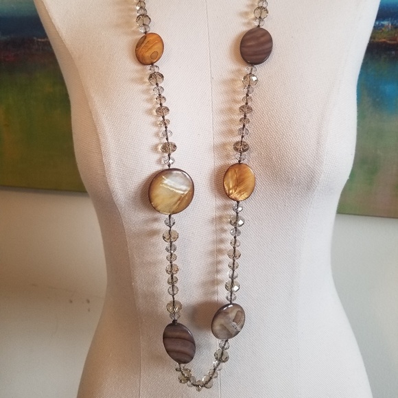 Vintage-Inspired Warm Tones Beaded Necklace and Earring Set - Picture 2 of 7